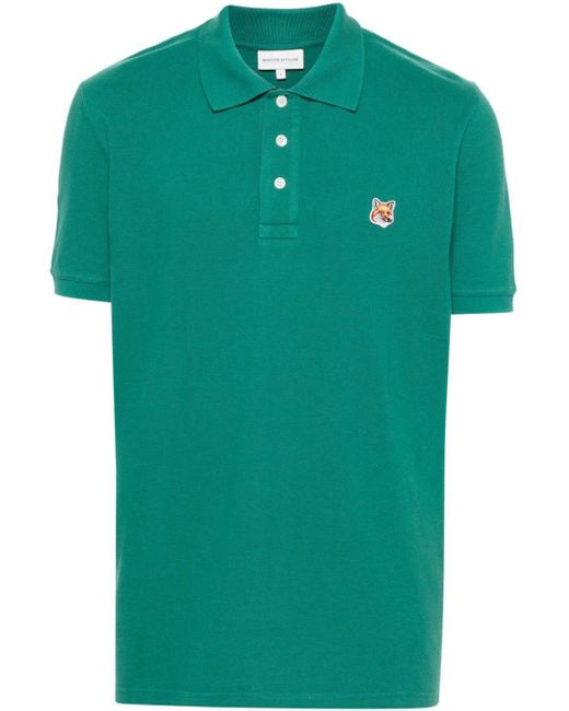 Maison Kitsuné Green Fox Head Cotton Polo Shirt for men