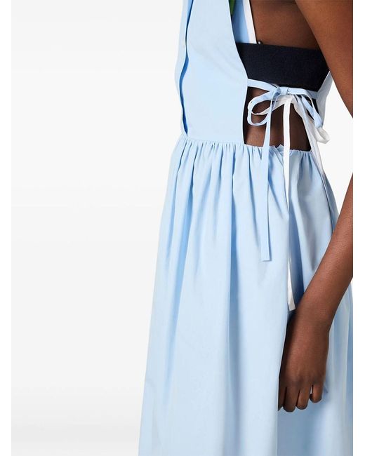 Miu Miu Blue Poplin Side Tie Dress