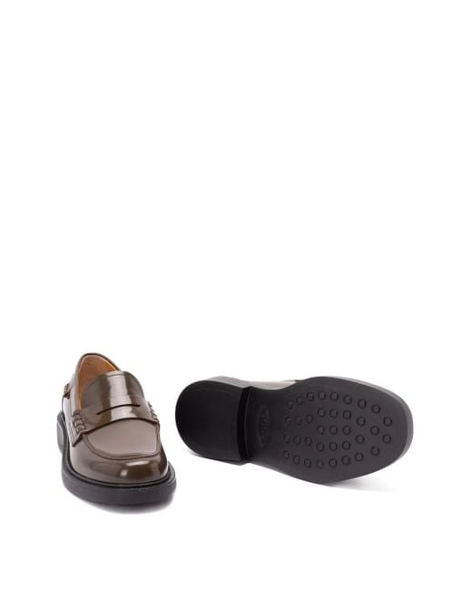 Tod's Brown Shaded Finishing Leather Penny Loafers Shoes