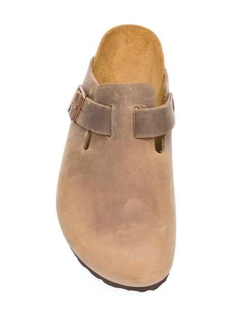 Birkenstock Brown Boston Oiled Leather Slippers for men