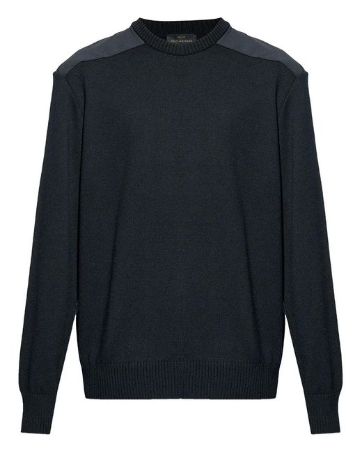 Paul & Shark Blue Soft Cool Touch Wool Sweater With Typhoon Details for men