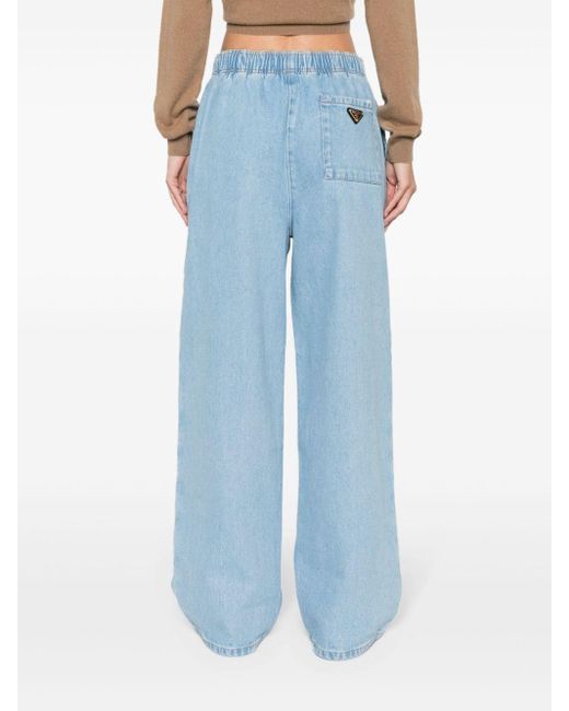 Prada Blue Elasticated-waistband Wide-leg Jeans