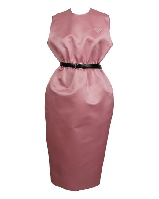 Prada Pink Satin Fitted Dress