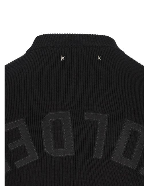 Golden Goose Deluxe Brand Black Ribbed Regular Fit Sweater With Logo Patch On The Back for men