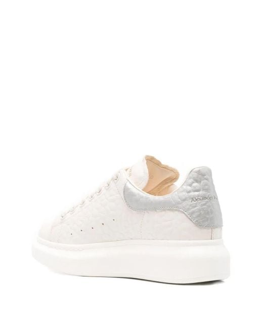 Alexander McQueen White Oversized Sneakers With Textured Heel Tab Shoes