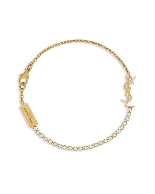 Saint Laurent White Cassandre Charm Bracelet