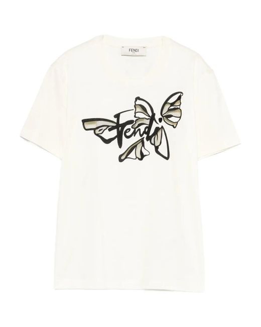 Fendi White Nightfly Cotton T-shirt