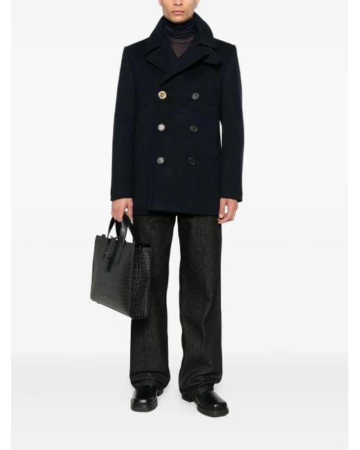 Givenchy Black Double-Breasted Pea Coat for men