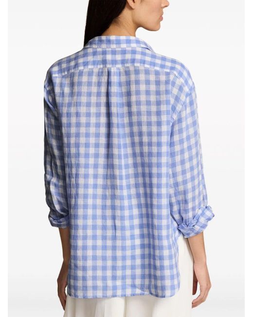 Polo Ralph Lauren Blue Gingham-print Linen Shirt