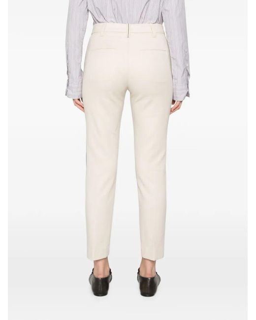 Brunello Cucinelli White Cotton Pants With Tapered Leg