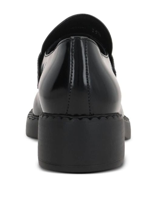 Prada Black Brushed Leather Loafers