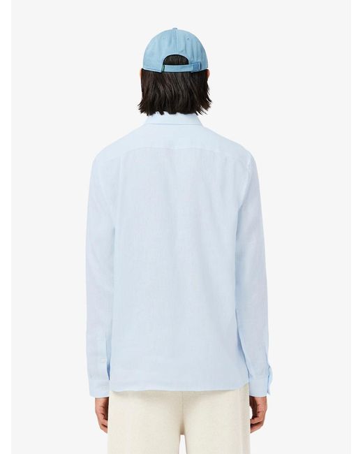Lacoste Blue Regular-Fit Linen Shirt for men