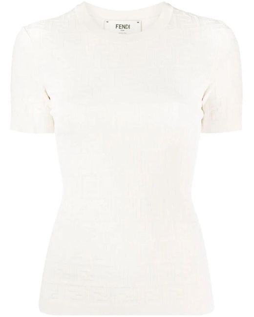 Fendi White Ff Short-sleeved Jumper