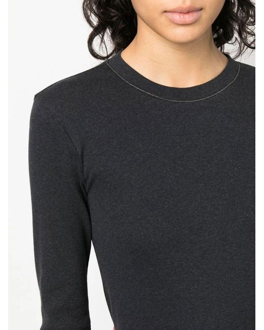 Brunello Cucinelli Black Long Sleeve Cotton T-shirt