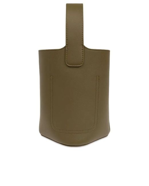 Loewe Green Smooth Leather Mini Pebble Bucket Bags