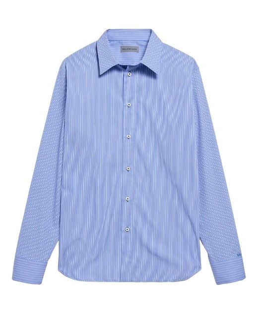 Balenciaga Blue Shirt In Striped Ultra Fine Technical Poplin