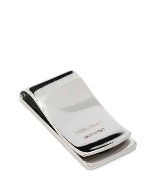 Ferragamo Gray Money Clip Guilloche With Diagonal Stripes for men