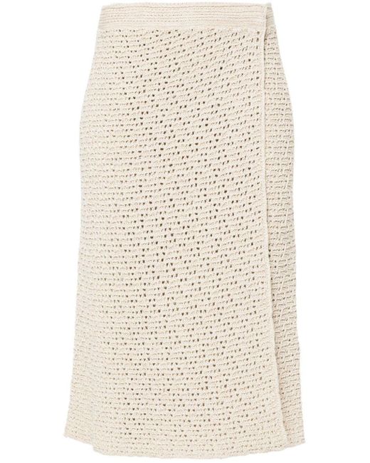 Bottega Veneta Natural Crochet Cotton Midi Skirt