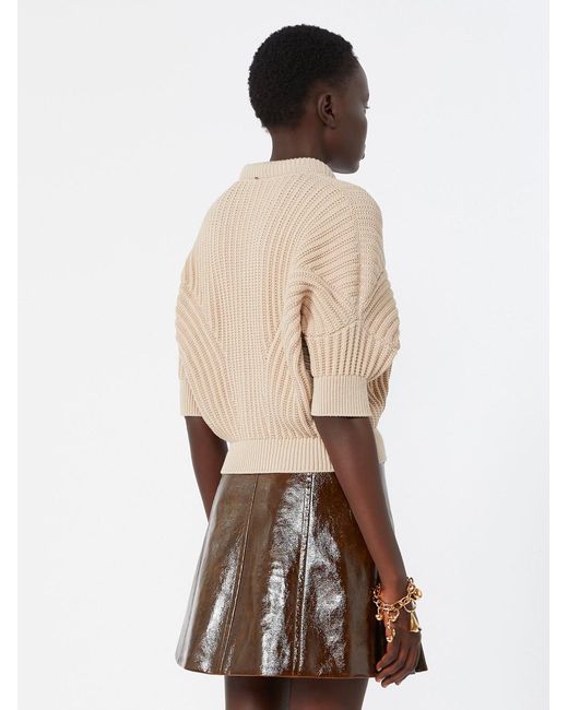 Sportmax Natural Cotton Blend Sweater With Sunburst Pattern