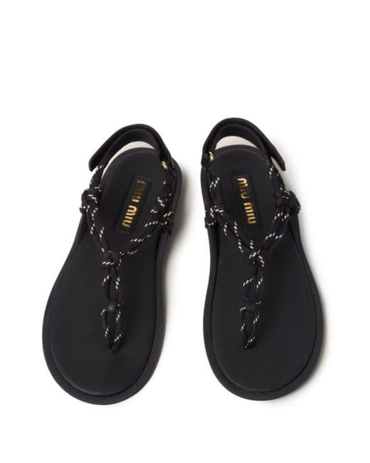 MiuMiu Riviere Cord And Leather Sandals レザー サンダル Miu Miu Riviere Cord and Leather Sandals in Black — UFO No More