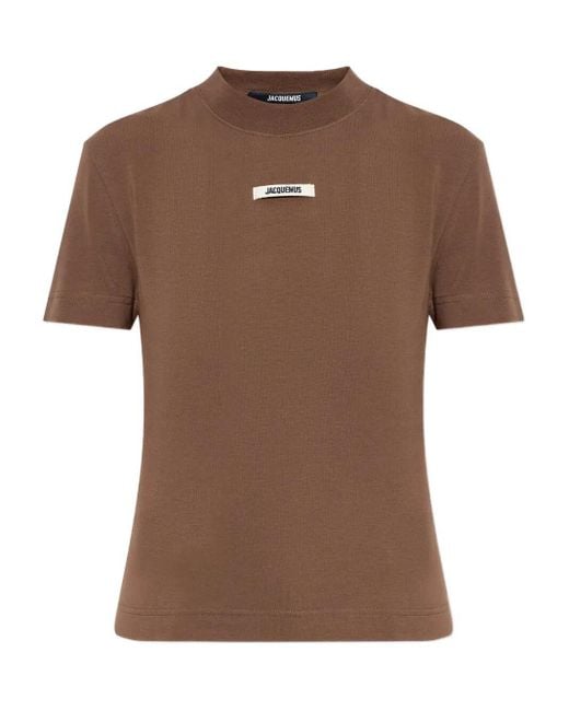 Jacquemus Brown T-Shirt With Logo Patch