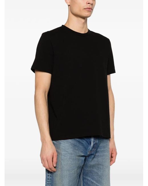 Saint Laurent Black Crew Neck Cotton T-Shirt for men