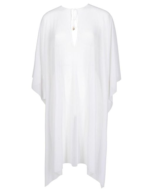 Fisico White Semi-Transparent Kaftan