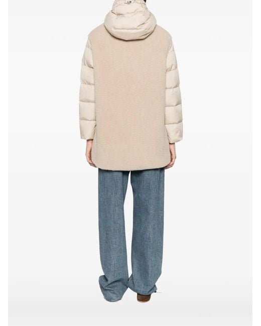Herno Natural Medium Down Jacket With Sheepskin Effect Inserts