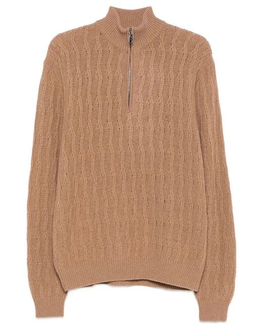 Etro Brown Roma Cashmere Quarter-Zip Jumper