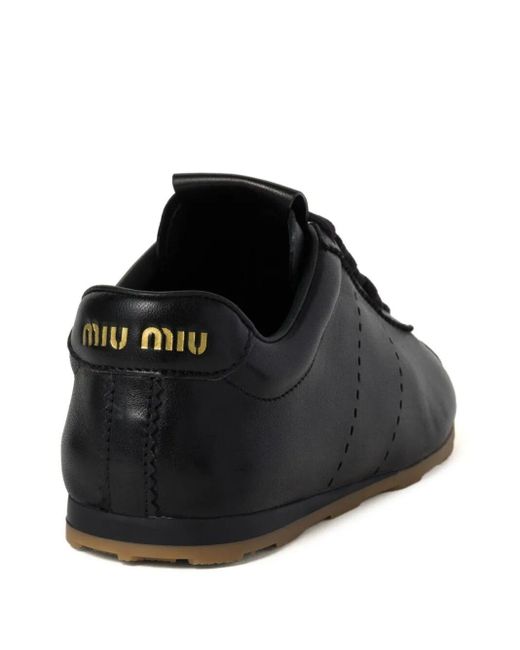 Miu Miu Black Plume Leather Sneakers