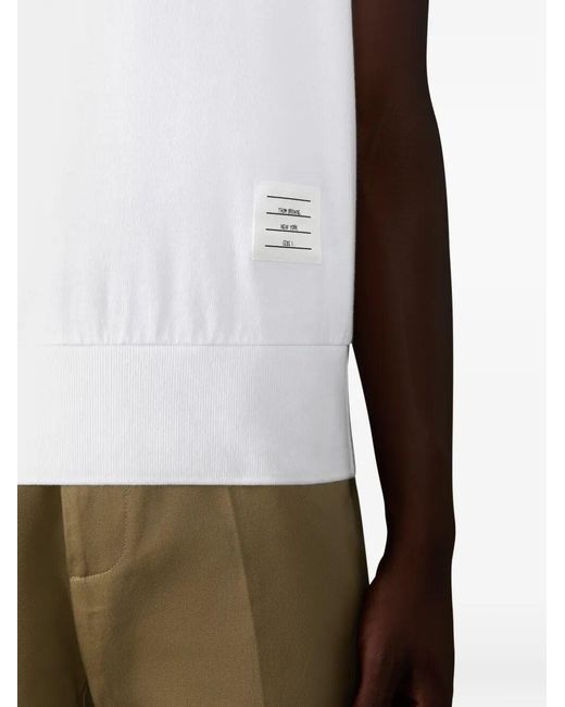 Thom Browne White Cotton Jersey 4-Bar T-Shirt Clothing for men
