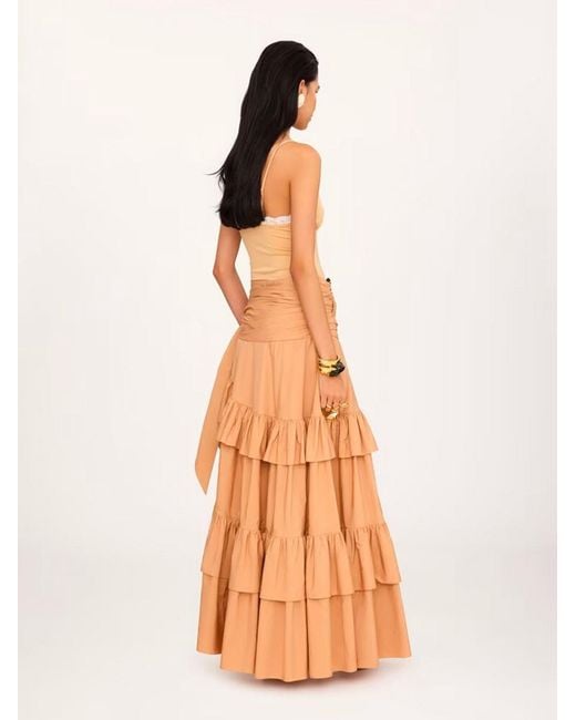 Chloé Orange Long Skirt With Ruffles