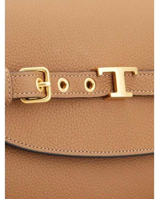 Tod's Brown Mini T Signature Leather Crossbody Bag