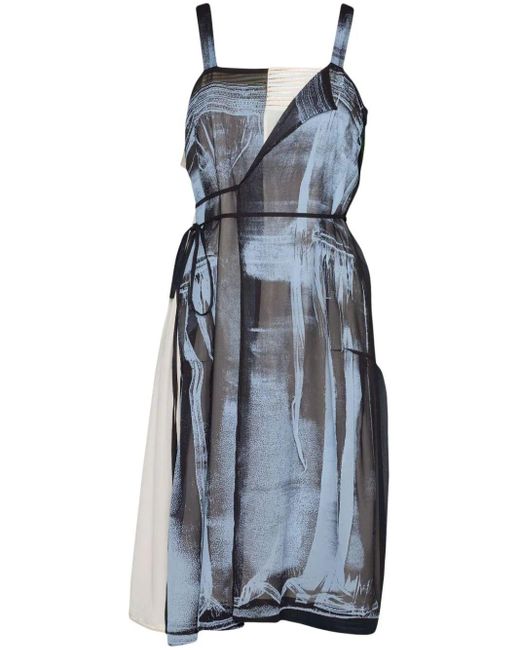 Maison Margiela Blue Freeze-frame Silk Dress