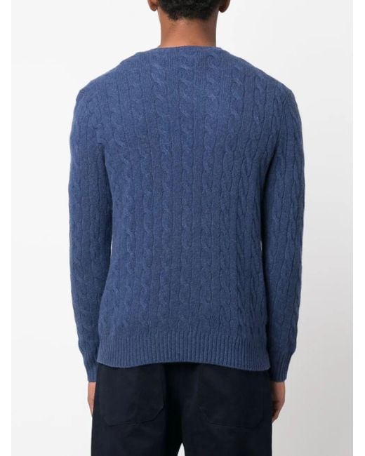 Ralph Lauren Blue Cable-Knit Wool-Cashmere Jumper Clothing for men