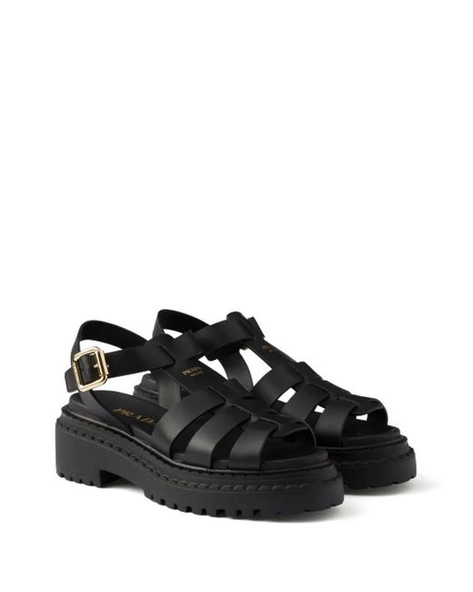 Prada Black Cage Sandals