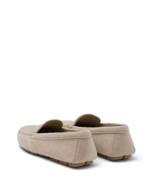 Prada Gray Triangle-logo Suede Driving Loafers