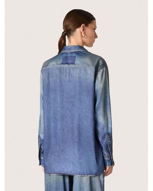 Golden Goose Deluxe Brand Blue Lived-in Denim Effect Oversized Shirt
