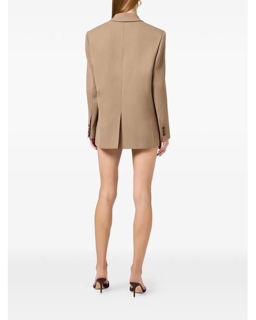 Elisabetta Franchi Natural Single-Breasted Gabardine Blazer With Embroidered Pockets