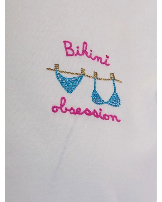 Mc2 Saint Barth White Emilie T-Shirt With Bikini Obsession Embroidery And Rhinestones