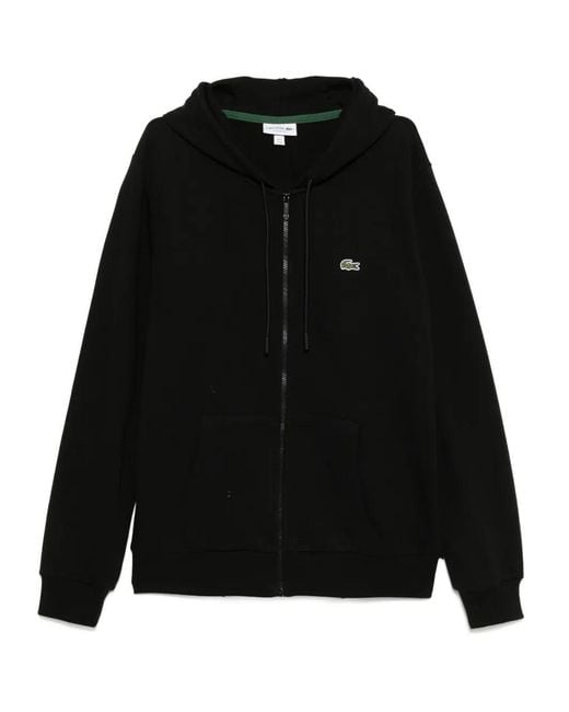 Lacoste Black Zipped Fleece Sweatshirt for men