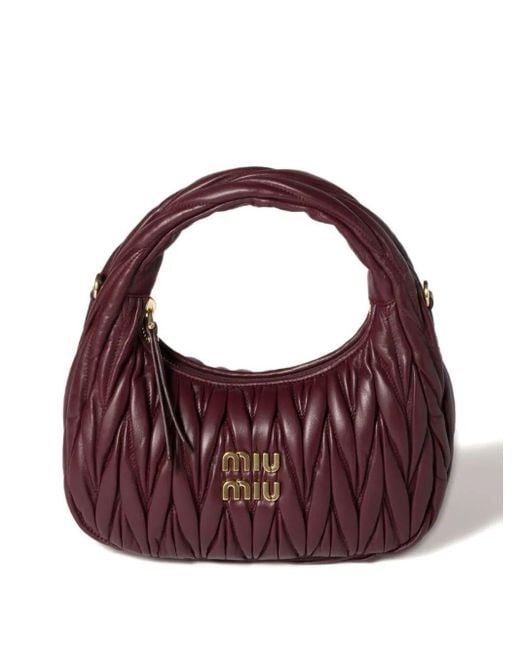 Miu Miu Purple Wander Matelassã Nappa Leather Small Hobo Bag
