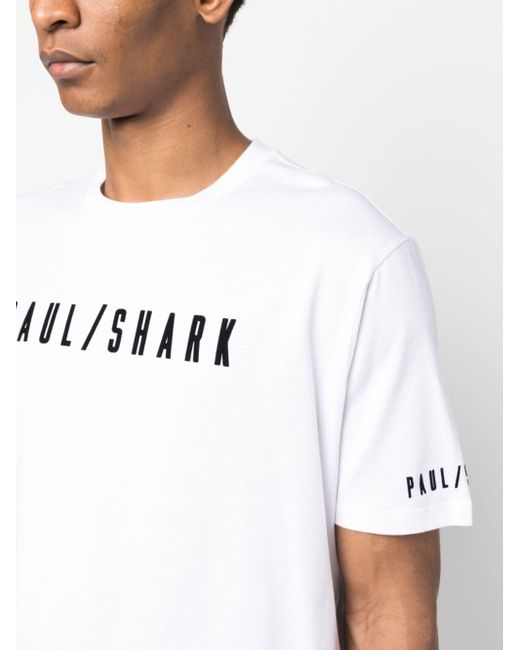 Paul & Shark White Logo-print Cotton T-shirt for men