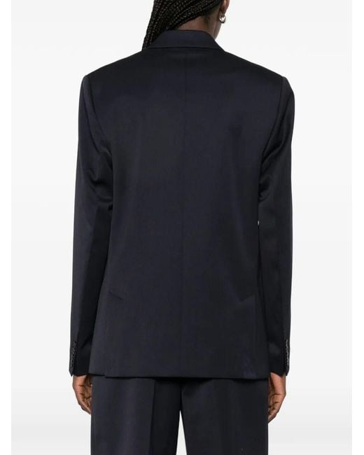 Victoria Beckham Blue Double-Breasted Wool Tailored Jacket
