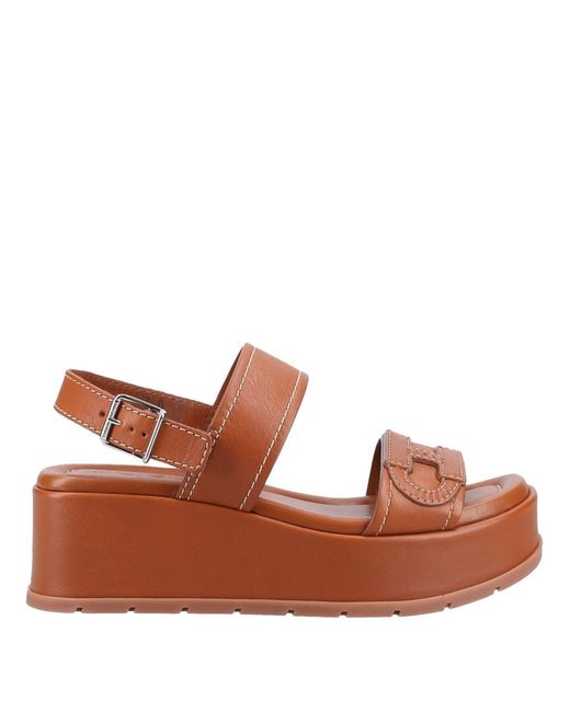Hogan Brown H703 Leather Platform Sandals