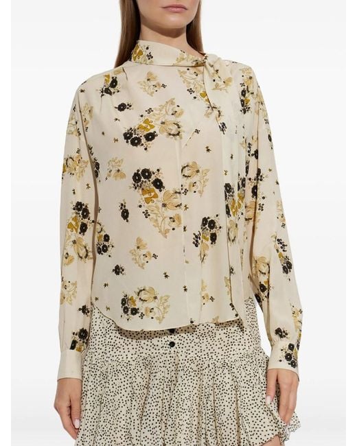 Isabel Marant Natural Fedry Printed Silk Blouse