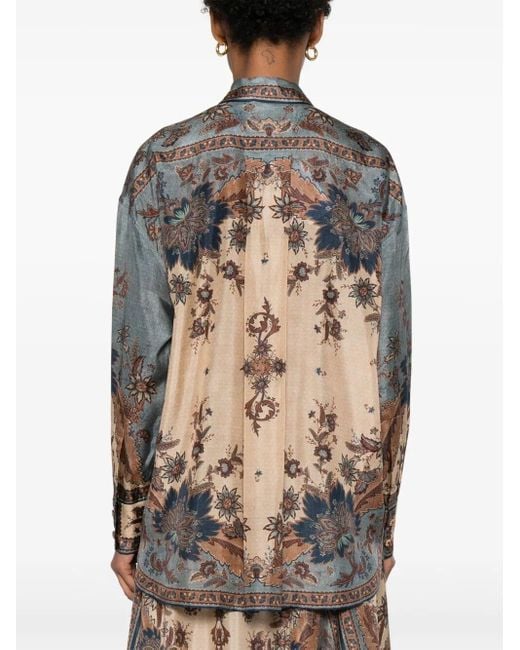 Zimmermann Gray 'Ascension' Silk Shirt