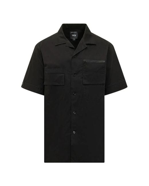 Y-3 Black Chemise Noire À Poches for men