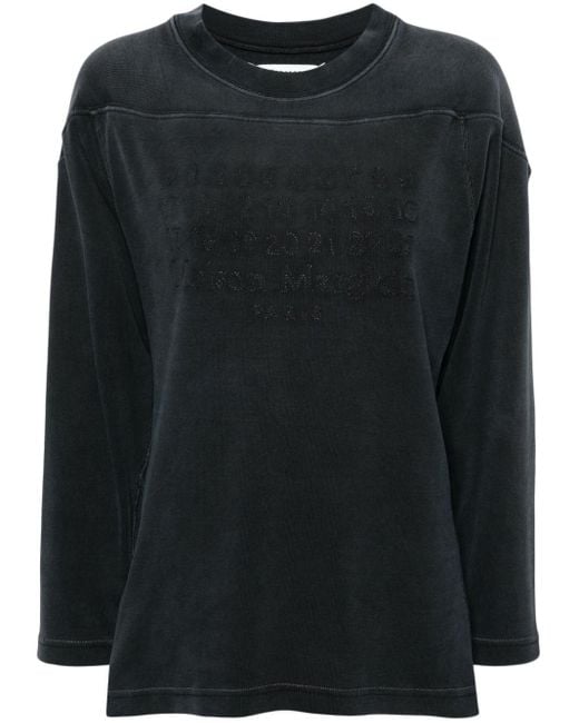 Maison Margiela Black Cotton Sweatshirt With Number Application