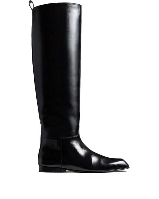 Khaite Black Leather Boots